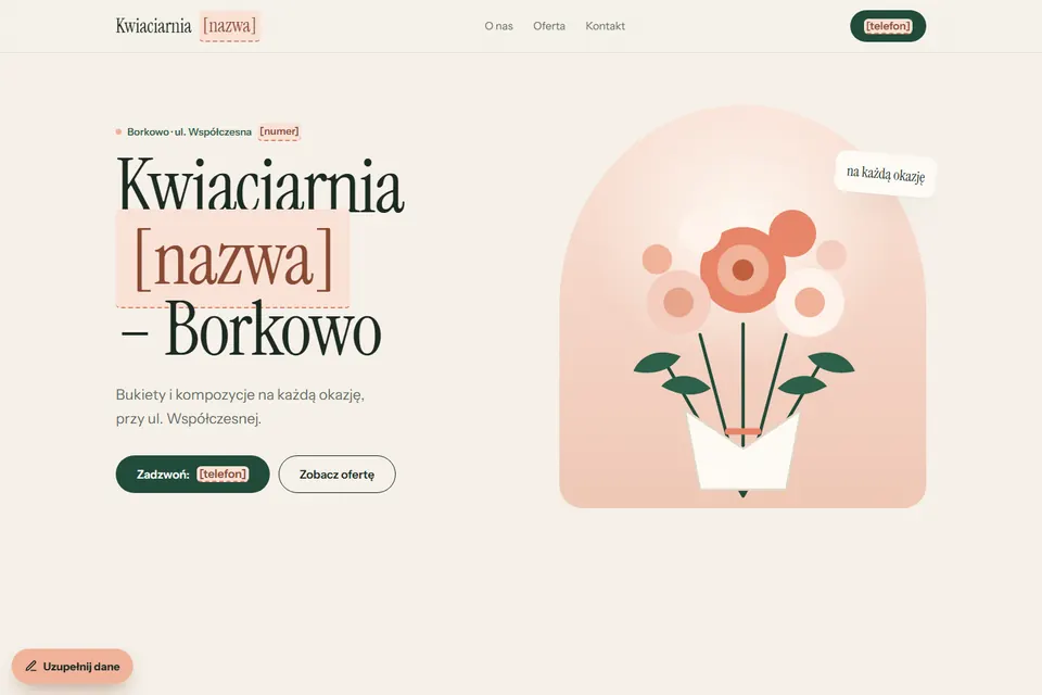 Главный экран сайта Kwiaciarnia w Borkowie